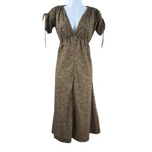 Bec + Bridge Womens Flowy Dress Size XS Brown Floral‎ Short Sleeve Deep V Maxi
